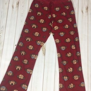 Monkey print red pajama pants